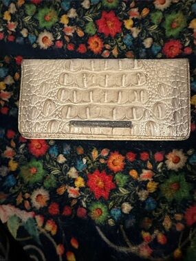 Brahmin Metallic Croc-Embossed Wallet in Silver